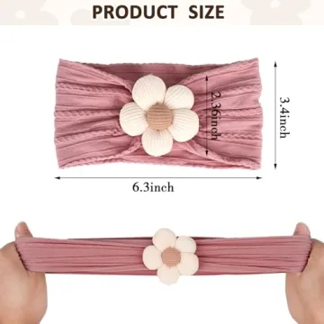 Baby Flower Headbands - 3 Pack Nylon Hair Accessories