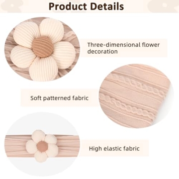 Baby Flower Headbands - 3 Pack Nylon Hair Accessories