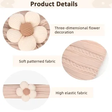 Baby Flower Headbands - 3 Pack Nylon Hair Accessories