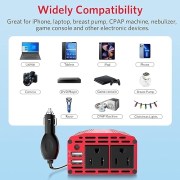 BESTEK 300W Power Inverter - DC 12V to 110V AC