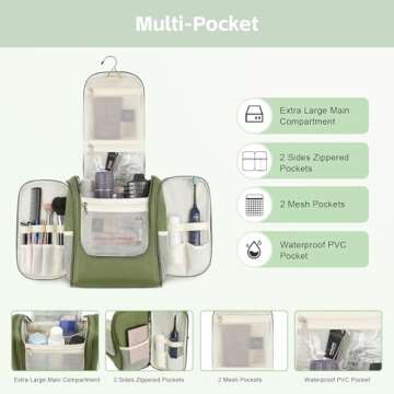 MULISOFT Travel Toiletry Bag for Women & Man, Extra Large Toiletry Bag, Portable Hanging Toiletries ...