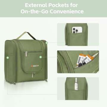 MULISOFT Travel Toiletry Bag for Women & Man, Extra Large Toiletry Bag, Portable Hanging Toiletries Bag, Water Resistant Dopp Kit for Toiletries, Cosmetics, Big Comparment Travel Makeup Bag, Black