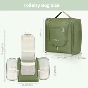 MULISOFT Travel Toiletry Bag for Women & Man, Extra Large Toiletry Bag, Portable Hanging Toiletries Bag, Water Resistant Dopp Kit for Toiletries, Cosmetics, Big Comparment Travel Makeup Bag, Black