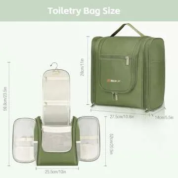 MULISOFT Travel Toiletry Bag for Women & Man, Extra Large Toiletry Bag, Portable Hanging Toiletries Bag, Water Resistant Dopp Kit for Toiletries, Cosmetics, Big Comparment Travel Makeup Bag, Black