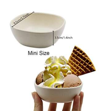 6PCS 4.5 OZ Small Dessert Bowls, 3.7 x 3.7 x 1.2 In Stacked Pinch Bowls, Wheat Straw Mini Prep Bowls...