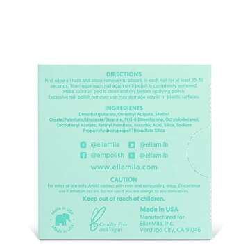 ella+mila Soy Nail Polish Remover Wipes Non-Acetone Lint Free Nail Wipes - Non-Toxic Fingernail Poli...