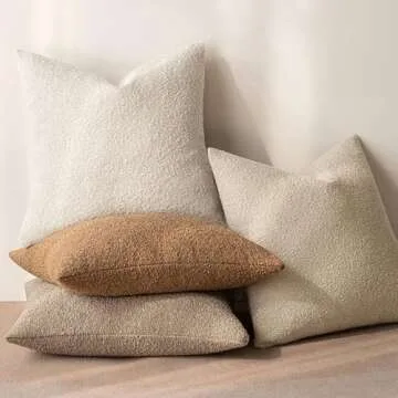 MIULEE Textured Beige Boucle Pillow Cover for Comfort