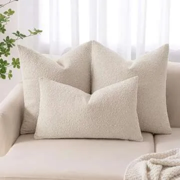 MIULEE Textured Beige Boucle Pillow Cover for Comfort