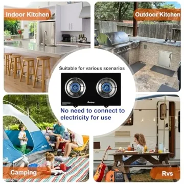 Compact 2 Burner Propane Stove for Outdoor Cooking