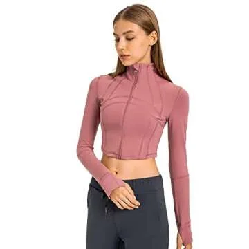 KTILG Women’s Stylish Crop Workout Jacket for Active Women