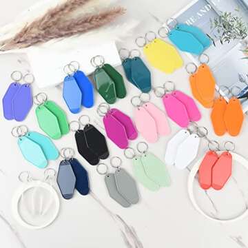 AllReal 40Pcs Vintage Motel Keychains 20 Colors Retro Hotel Keychain Blanks Heat Transfer Ornaments ...