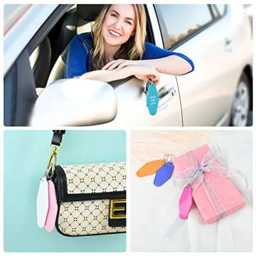 AllReal 40Pcs Vintage Motel Keychains 20 Colors Retro Hotel Keychain Blanks Heat Transfer Ornaments for Christmas Vinyl DIY Crafting Keychain Luggage Tag Label Making Xmas Tree Hanging