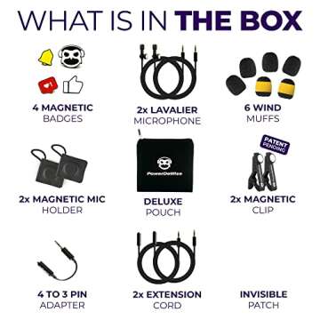 CharisMic Dual Professional Grade Lavalier Lapel Microphones Set for Interview - Use for Smartphones Cameras Video Recorders - Double Lav Mics - Blogging Vlogging