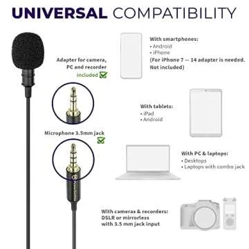 CharisMic Dual Professional Grade Lavalier Lapel Microphones Set for Interview - Use for Smartphones Cameras Video Recorders - Double Lav Mics - Blogging Vlogging