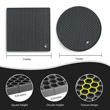Trivet Mats, Silicone Pot Holders for Hot Pan and Pot Pads. Heat Resistant Counter Mats for Tables, ...