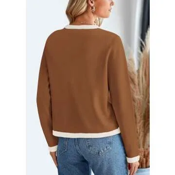 PRETTYGARDEN Women's Winter Trendy Button Down Open Front Cardigan Sweaters Knit Color Block Jackets...