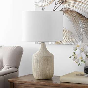 SAFAVIEH Lighting Collection Secia Modern Light Grey Ceramic 25-inch Bedroom Living Room Home Office...