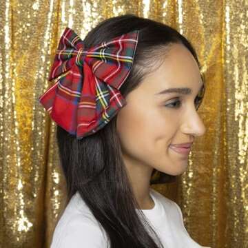 Stylish Scunci Tartan Bow Barrette | Perfect Holiday Accessory