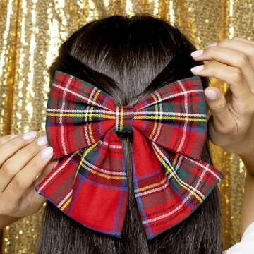 Stylish Scunci Tartan Bow Barrette | Perfect Holiday Accessory