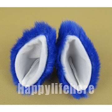 Hot Sweet Lovely Anime Halloween Cosplay Fancy Neko Cat Ears Hair Clip Royal Blue With White Inside