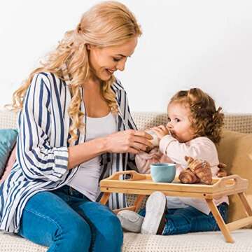 Bed Tray Table Folding Legs with Handles Breakfast Tray for Sofa Eating,Drawing,Platters Bamboo Serving Lap Desk Snack Tray