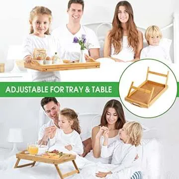 Bed Tray Table Folding Legs with Handles Breakfast Tray for Sofa Eating,Drawing,Platters Bamboo Serving Lap Desk Snack Tray