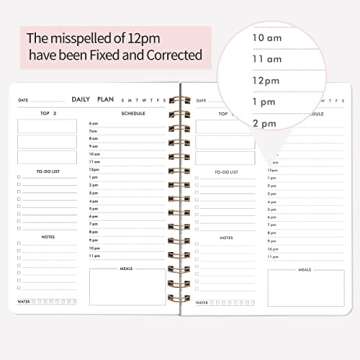 Daily Planner Hourly Schedules Undated Planner with ToDo List Notebook, Meals, Notes, Appointment Planner Book. Undated Office Supplies Notepad, Twin-Wire Binds 128 Pages 8.5“ x6.4”