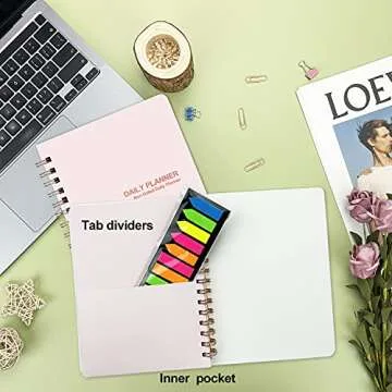 Daily Planner Hourly Schedules Undated Planner with ToDo List Notebook, Meals, Notes, Appointment Planner Book. Undated Office Supplies Notepad, Twin-Wire Binds 128 Pages 8.5“ x6.4”