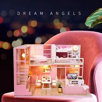 CuteQi Miniature House Kit DIY House Kit Creative Room with Furniture Tiny House Making Kit with Light and Music HandmadeCrafts Gift for Adults & Friends,Lovers and Families(Smart Fun House)