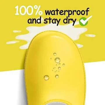 KomForme Kids Rain Boots, Waterproof Rubber Matte Boots with Reflective Stripes and Easy-on Handles Yellow, 1 Big Kid