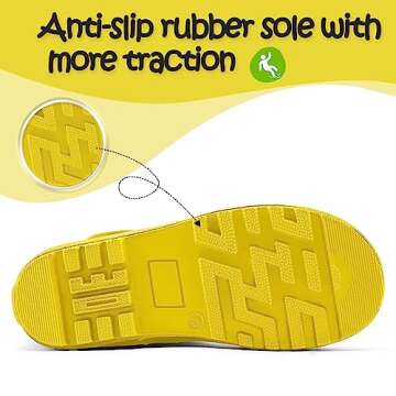 KomForme Kids Rain Boots, Waterproof Rubber Matte Boots with Reflective Stripes and Easy-on Handles Yellow, 1 Big Kid