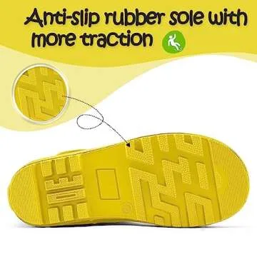 KomForme Kids Rain Boots, Waterproof Rubber Matte Boots with Reflective Stripes and Easy-on Handles Yellow, 1 Big Kid