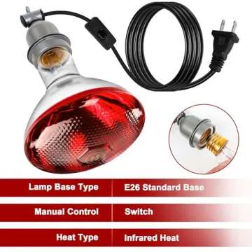 ROVOCLO Heat Lamp for Chickens,150W Red Heat Lamp Infrared Light Bulb for Chicks,Chicken Coop