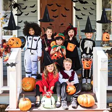 Halloween Decorations Witch Hat Witches Hat - 8PCS Black Hanging Witch Hats & 32PCS 3D Bats, Halloween Decor Halloween Party Decoration Witch Costume Accessory for Halloween Indoor Outdoor Decor