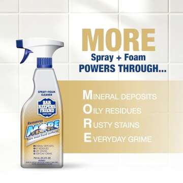 Bar Keepers Friend MORE Spray + Foam Multipurpose Cleaner (2 x 25.4 oz), Stain & Rust Remover for Bathroom, Kitchen & Outdoor Use on Stainless Steel, Aluminum, Brass, Tile, Ceramic, Porcelain & More