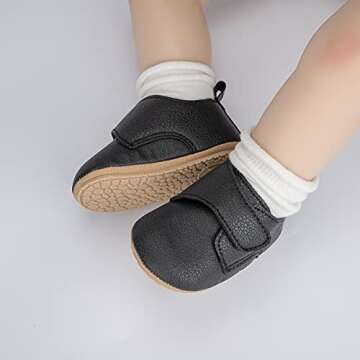 HsdsBebe Baby Boys Girls Oxford Shoes PU Leather Soft Rubber Sole Sneakers Anti-Slip Toddler Ankle B...