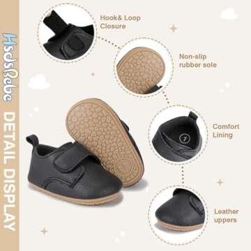 HsdsBebe Baby Boys Girls Oxford Shoes PU Leather Soft Rubber Sole Sneakers Anti-Slip Toddler Ankle Boots Infant Walking Shoes Moccasins(12-18 Months) B/Black