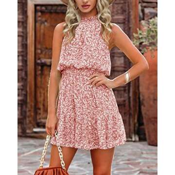 Floral Summer Dress for Women Chiffon Blouses Skirt Spaghetti Sleeveless Tops Halter Boho Romper Sun...