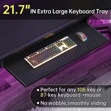 SEDETA 79" Gaming Desk with LED Lights and Storage