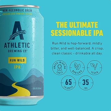 Athletic Brewing Run Wild Non-Alcoholic IPA - Refreshing & Low-Calorie