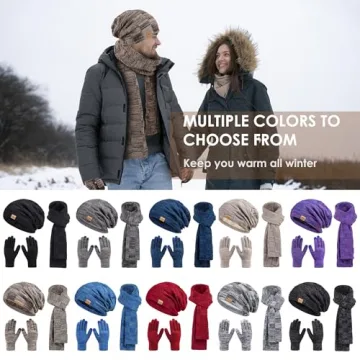 Warm Winter Beanie Gloves Scarf Set for Everyone