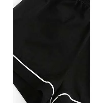 Floerns Women's Notch Collar Short Sleeve Sleepwear Two Piece Pajama Set Black XS