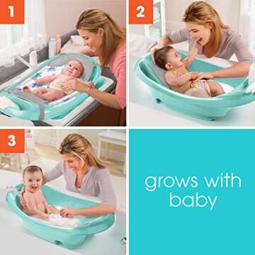 Summer Infant Splish 'n Splash Newborn to Toddler Tub (Aqua) - 3-Stage Tub for Newborns, Infants, an...