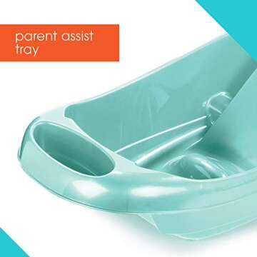 Summer Infant Splish 'n Splash Newborn to Toddler Tub (Aqua) - 3-Stage Tub for Newborns, Infants, and Toddlers - Includes Fabric Newborn Sling, Cushioned Support, Parent Assist Tray, and a Drain Plug