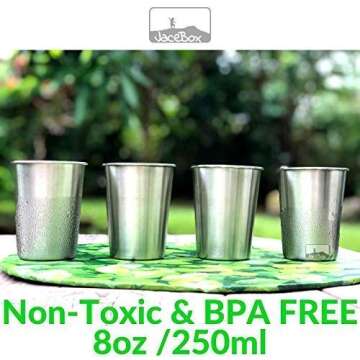 JaceBox Stainless Steel Cups - BPA Free Reusable UnBreakeable, Safe for Baby Kids Recyclable Stackab...