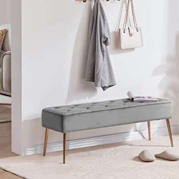 Duhome Modern Velvet Ottoman Bench, Button-Tufted Upholstered Bedroom Benches,End of Bed Bench with ...