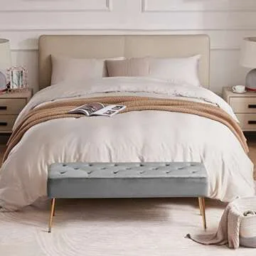 Duhome Modern Velvet Ottoman Bench, Button-Tufted Upholstered Bedroom Benches,End of Bed Bench with Gold Base for Entryway Living Room Dining Room, Pink