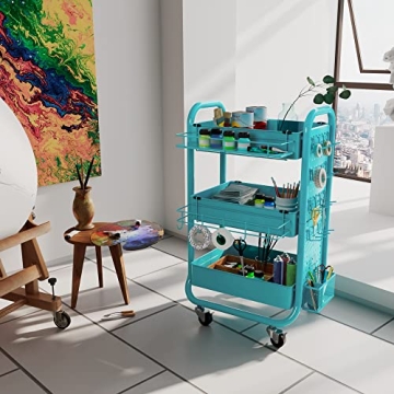 DESIGNA 3-Tier Utility Rolling Cart for Organizing Home