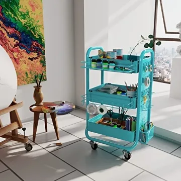 DESIGNA 3-Tier Utility Rolling Cart for Organizing Home