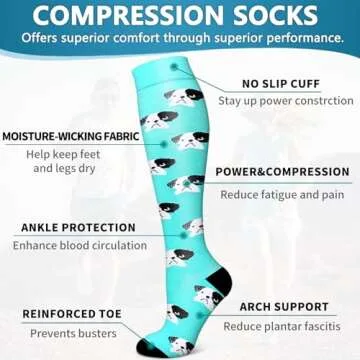 Bluemaple 6 Pack Copper Compression Socks for Women and Men Circulation-Best Support for Medical, Running,Nursing,Athletic